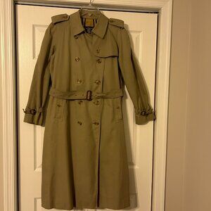 Vintage BURBERRY London Sz L Tan with Nova Plaid Lining Belted Trench Coat